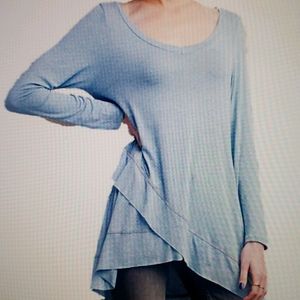 Easel Croas Front Tunic Top Shirt New Heather Blue